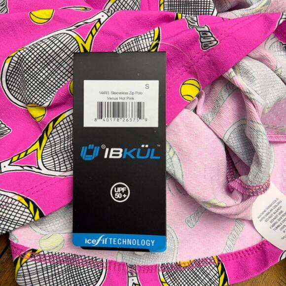 Ibkul Sleeveless Zip Polo Shirt Pink Small Tennis - Picture 4 of 10